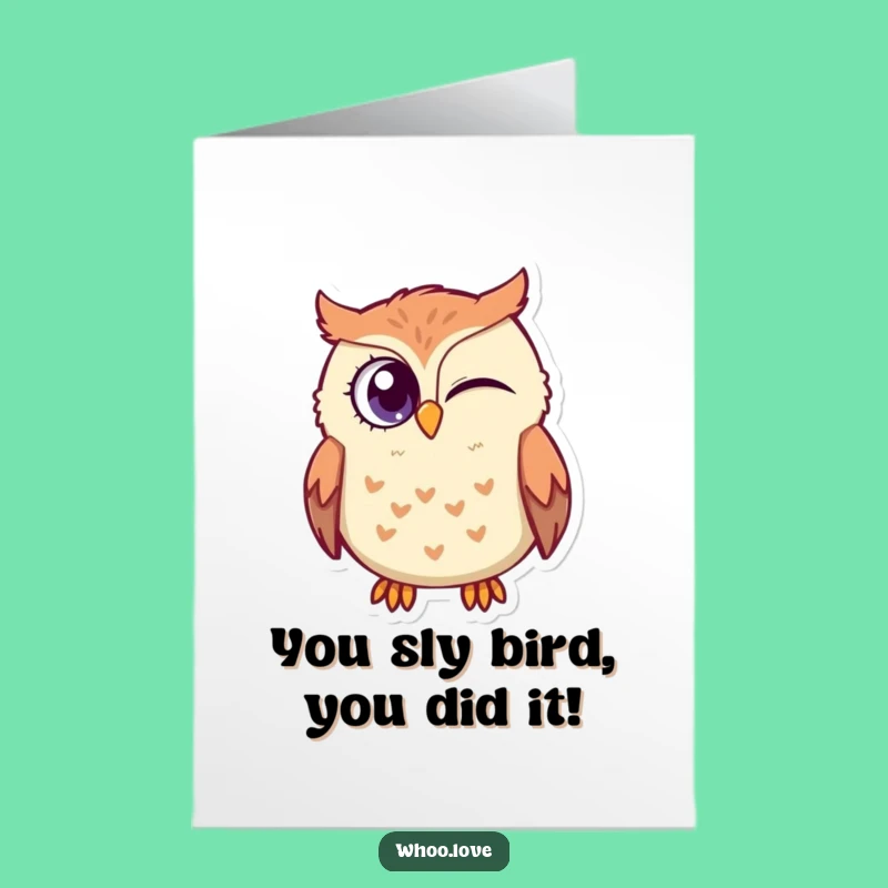 Free Printable Congrats Card: Owl's Knowing Wink - Humorous Downloadable Gift