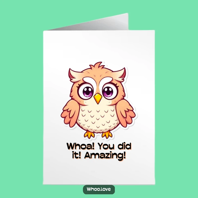 Free Printable Congrats Card: Surprised Owl, Shocked Eyes Downloadable Celebration Greeting