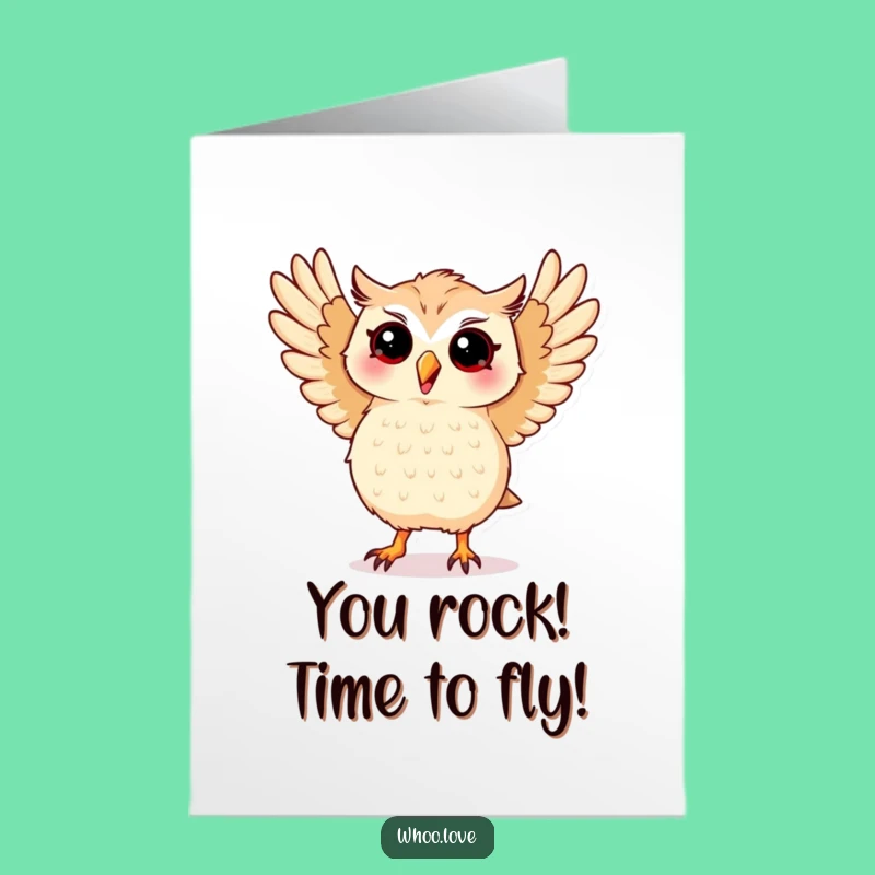 Free Printable Congratulations Card: Dancing Kawaii Owl - Fun Downloadable Gift