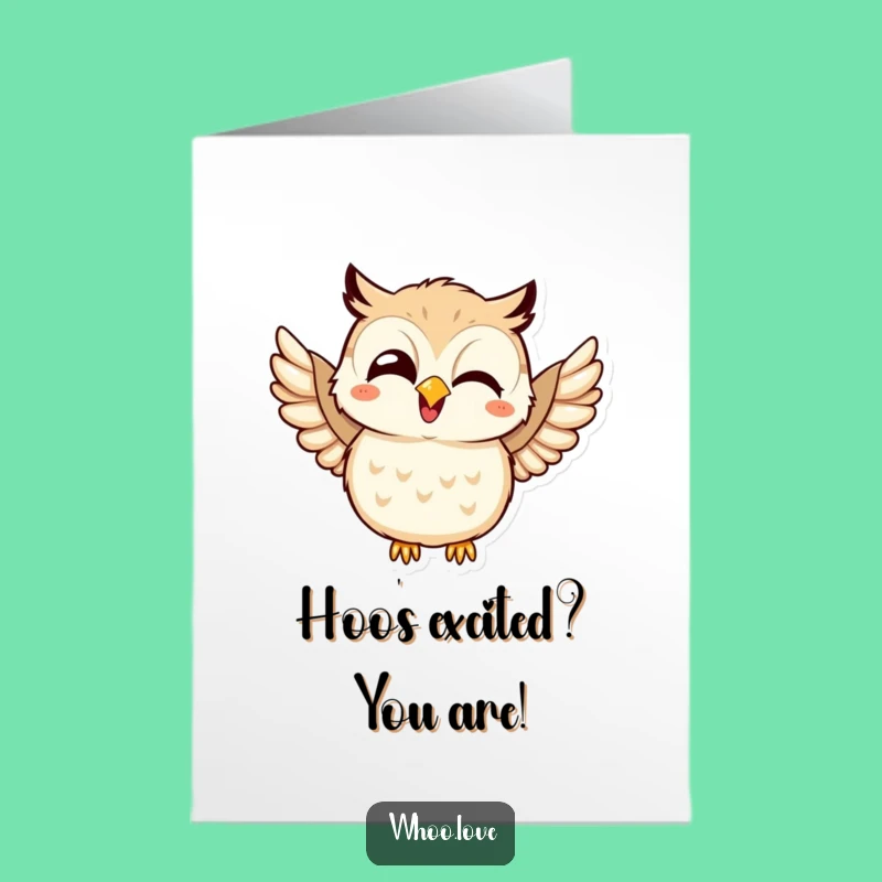 Free Printable Congratulations Card: Giggling Kawaii Owl - Joyous Downloadable Gift