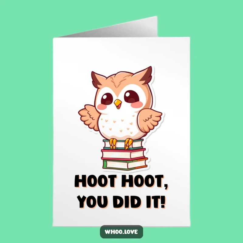 Free Printable Kawaii Owl Congratulations Card: Funny Book Owl Downloadable Gift