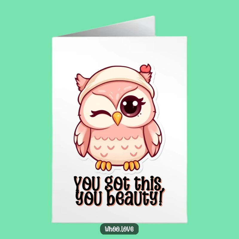 Free Printable Kawaii Owl Congratulations Card: Funny Winking Hat Owl Downloadable Gift