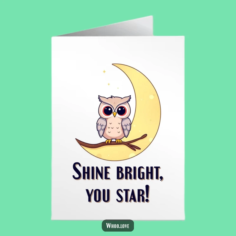 Free Printable Moon Owl Congrats Card - Celestial Downloadable for Shining Achievements