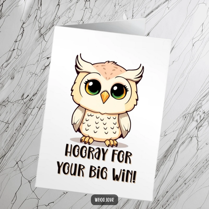 Funny Free Printable Congratulations Card: A curious owl peeking, perfect for celebrating wins with a downloadable gift.