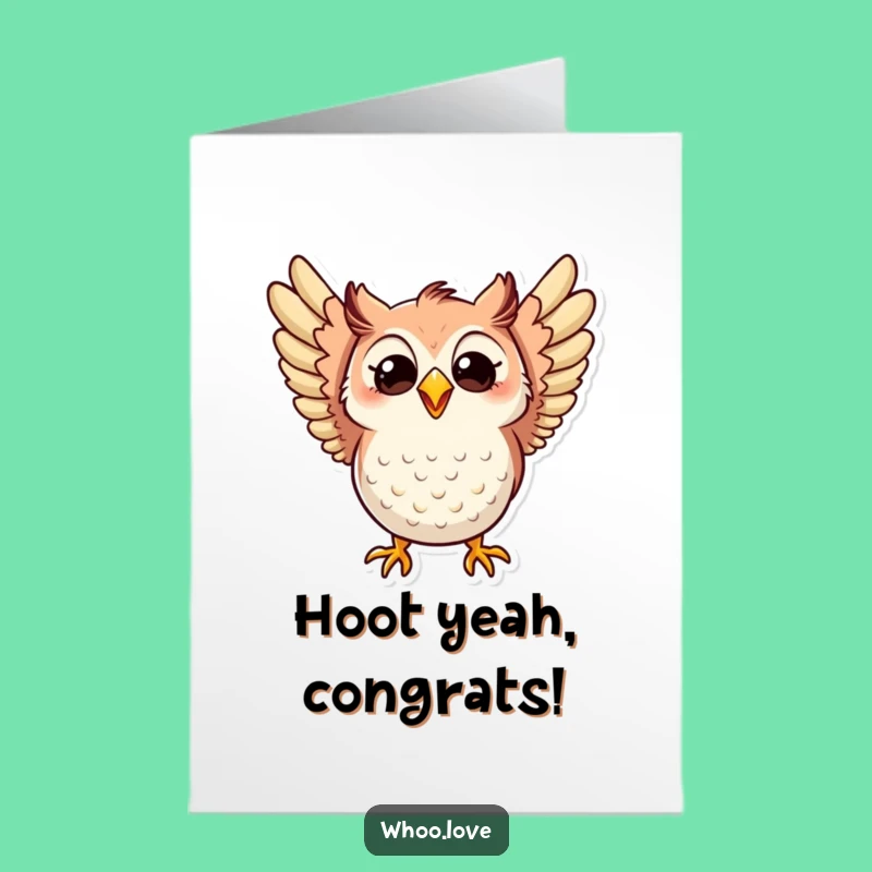 Free Printable Congrats Card: Owl's Excitement - Humorous Downloadable Gift