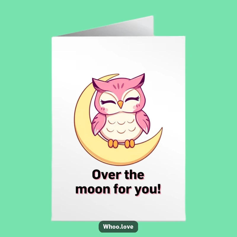Free Printable Congrats Card: Winking Moon Owl, Perfect Downloadable & Print at Home Gift