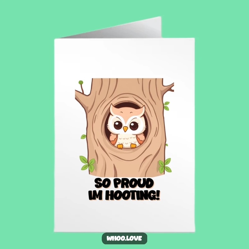 Free Printable Congrats Card: Tree Owl Peek, Downloadable Cheers!