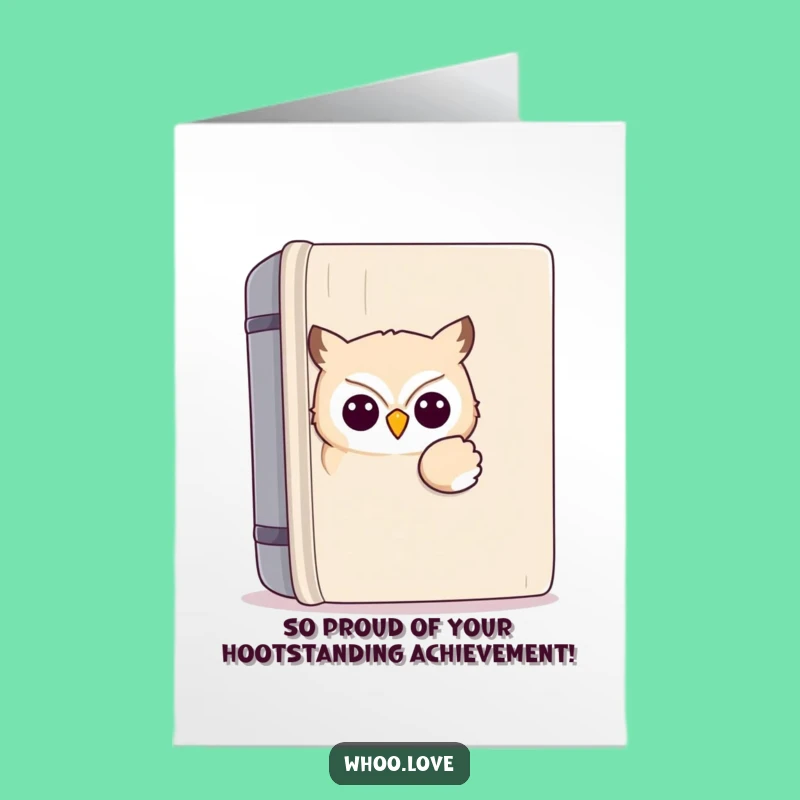 Free Printable Congrats Card: Funny Kawaii Owl Peeking, Downloadable Celebration Greeting