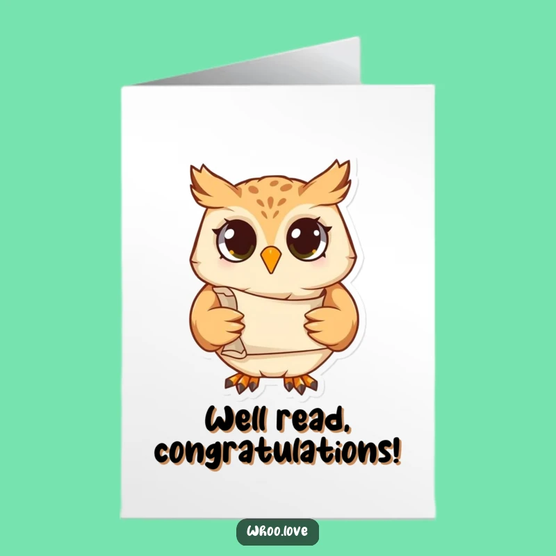 Free Printable Congrats Card: Studious Owl, Scholarly Downloadable Celebration