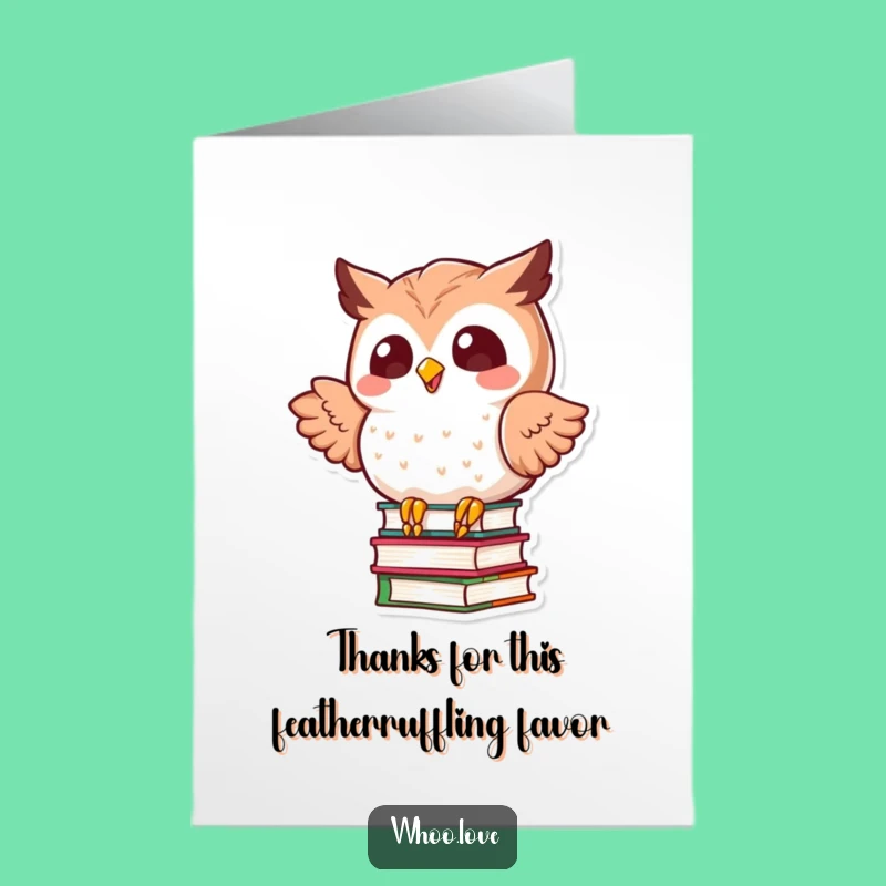 Free Printable Kawaii Owl Thank You Card: Funny Book Owl Downloadable Gift