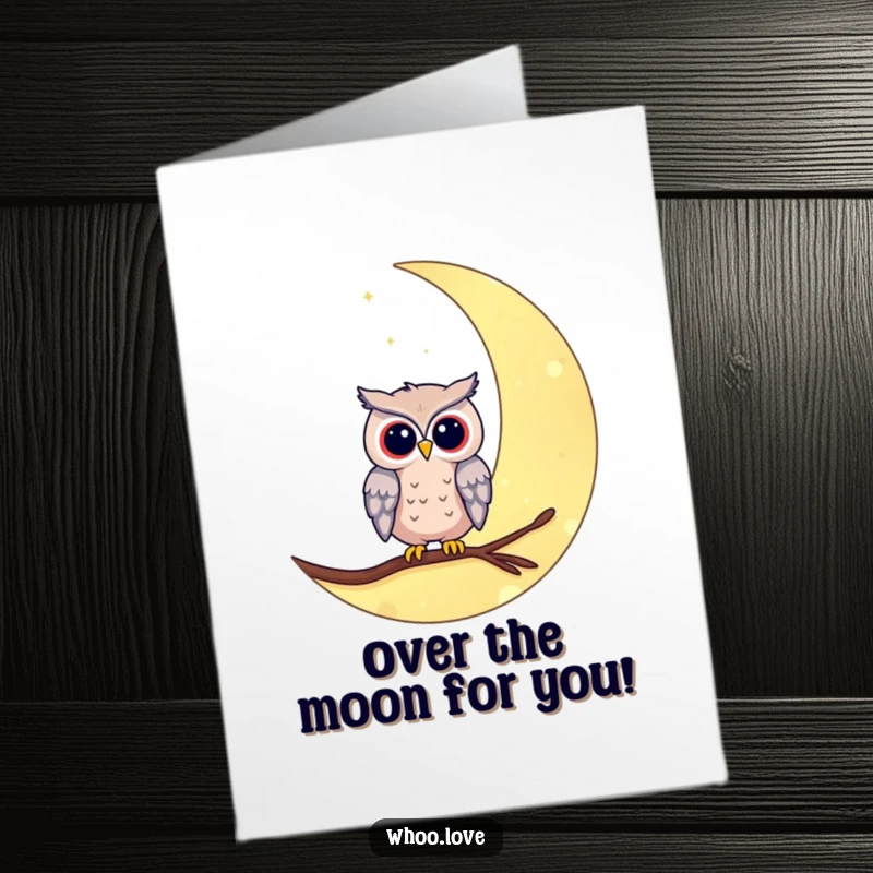 Free Printable Thank You Card with a calming owl character perched on a crescent moon, conveying deep thanks