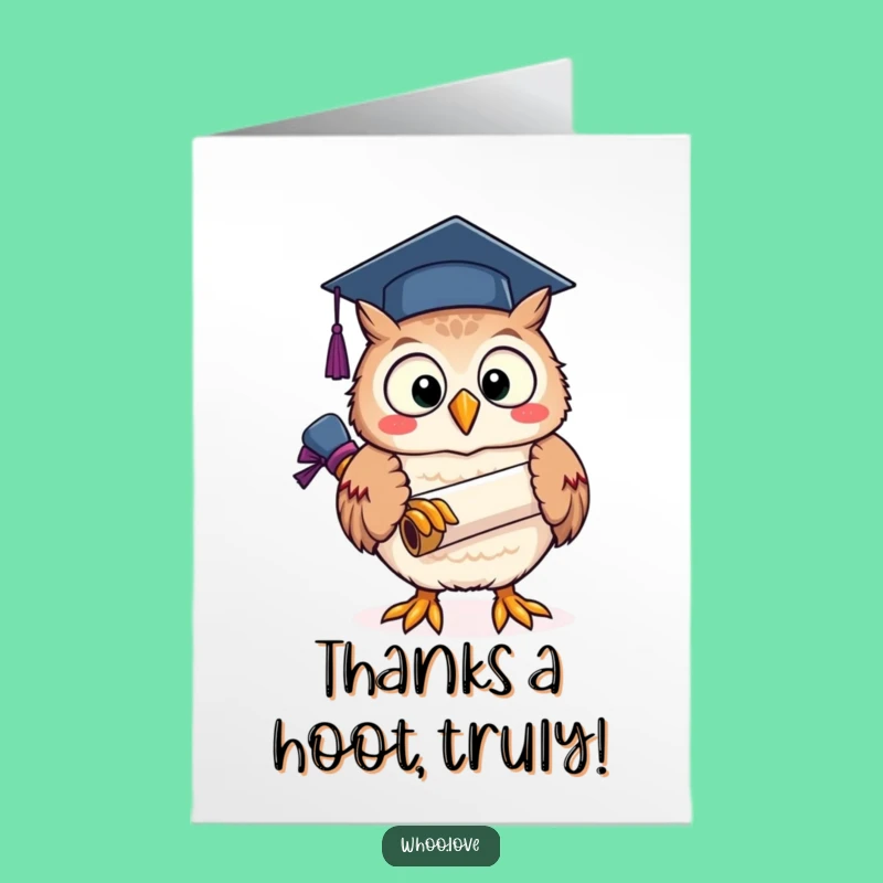 Free Printable Owl Thank You Card: Funny Graduation Scroll Downloadable Gift