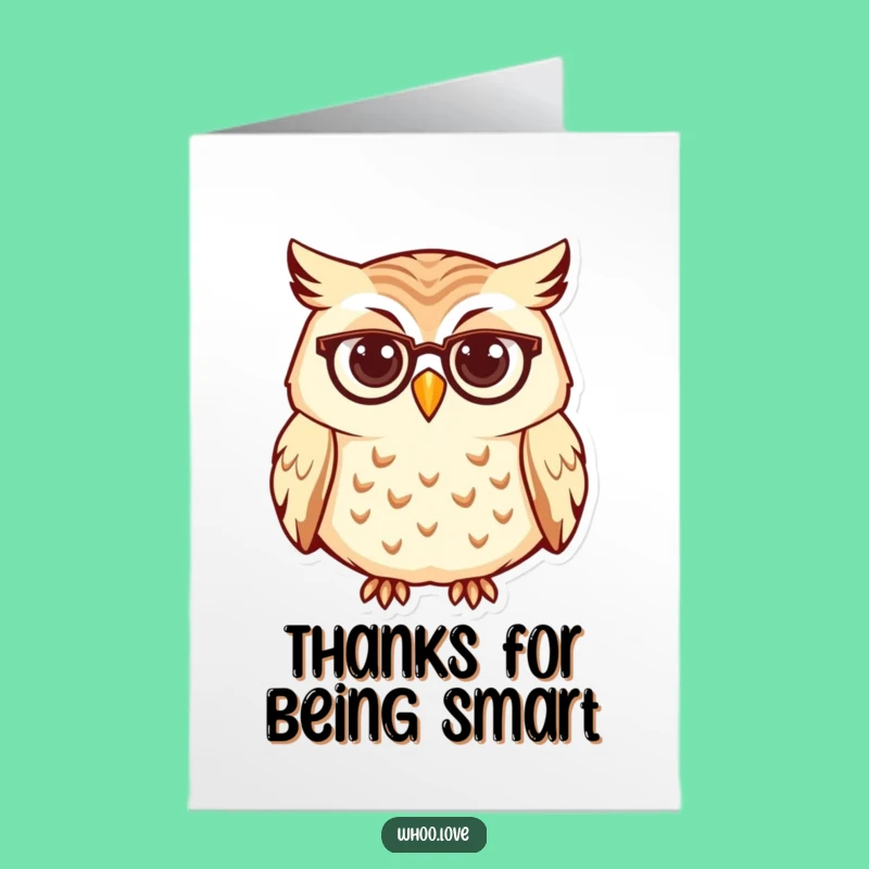 Free Printable Thank You Card: Curious Owl Scholar, Thoughtful Downloadable & Print at Home Gift