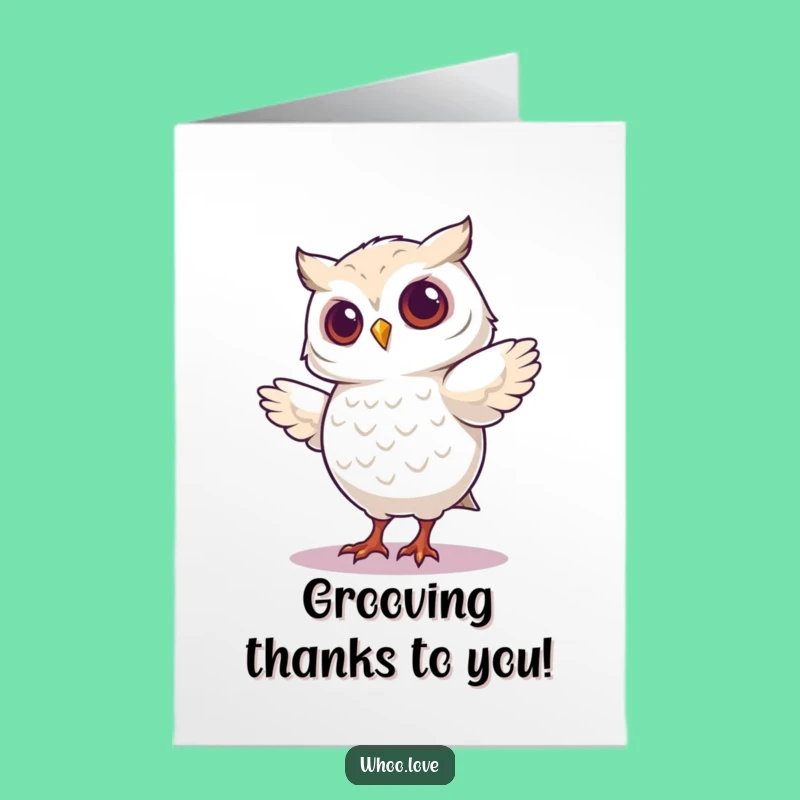 Free Printable Thank You Card: Dancing Owl's Happy Thanks - Funny Downloadable Gift