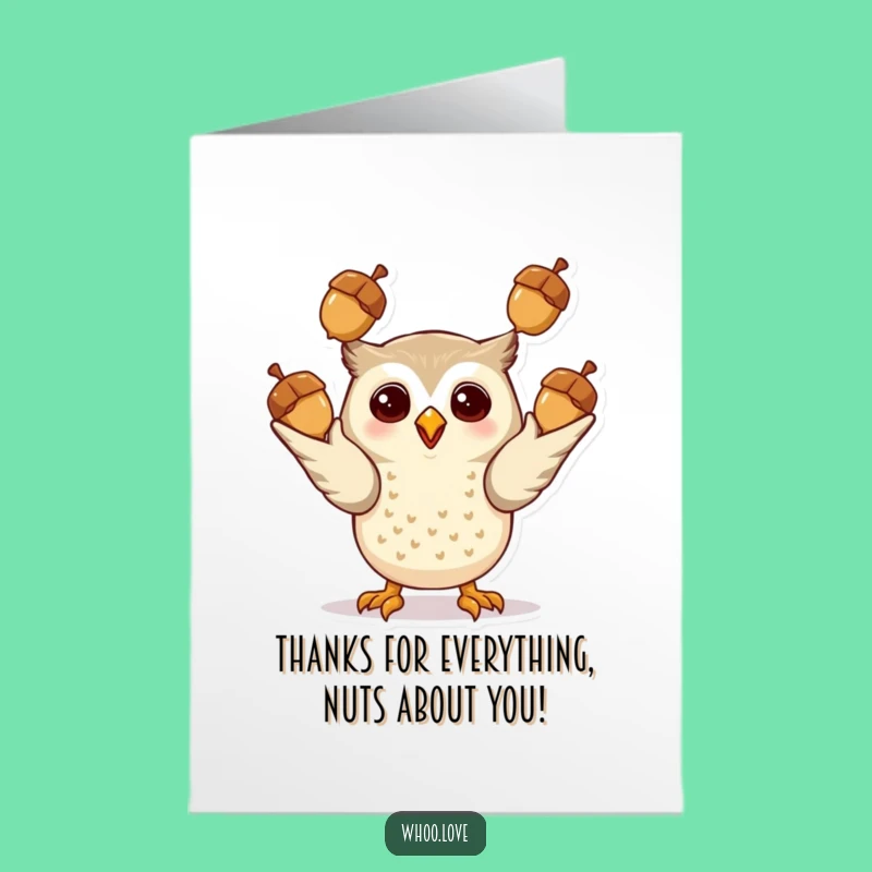 Free Printable Thank You Card: Giddy Owl Acorns - Downloadable Appreciation Gift