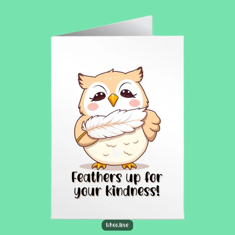 Free Printable Thank You Card: Giggling Owl Feather, Downloadable & Print at Home