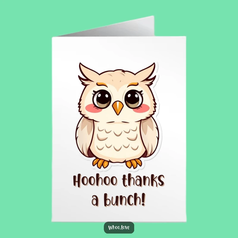 Free Printable Thank You Card: Hooting Owl Expressing Gratitude - Funny Downloadable Gift