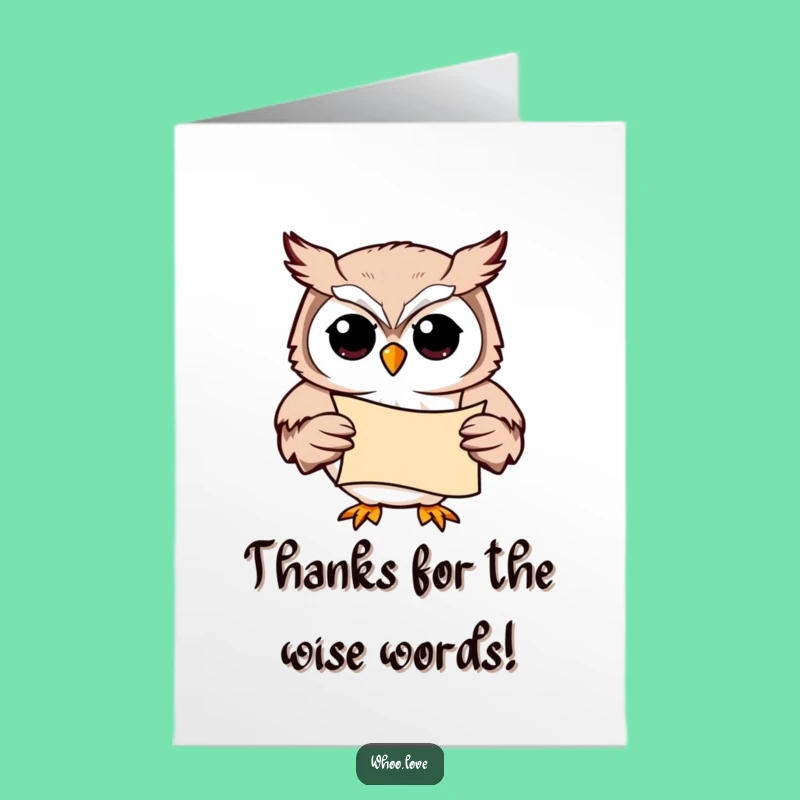 Free Printable Thank You Card: Owl's Knowledgeable Thanks - Grateful Downloadable Humor