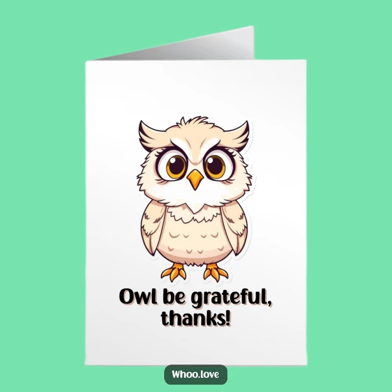 Free Printable Thank You Card: Shocked Owl, Blown Away by Your Kindness!