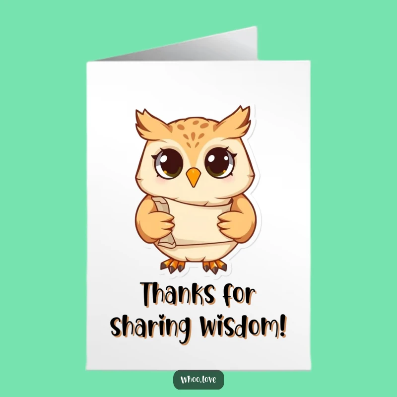 Free Printable Thank You Card: Studious Owl, Scholarly Downloadable Gratitude