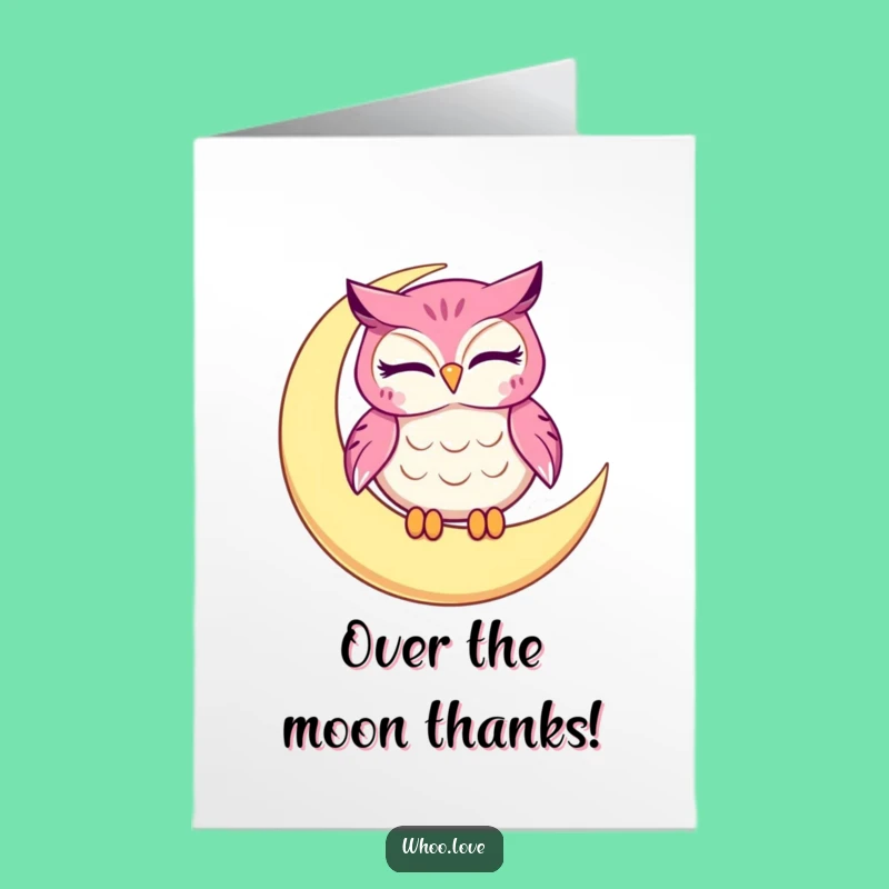 Free Printable Thank You Card: Winking Moon Owl, Essential Downloadable & Print at Home Gift