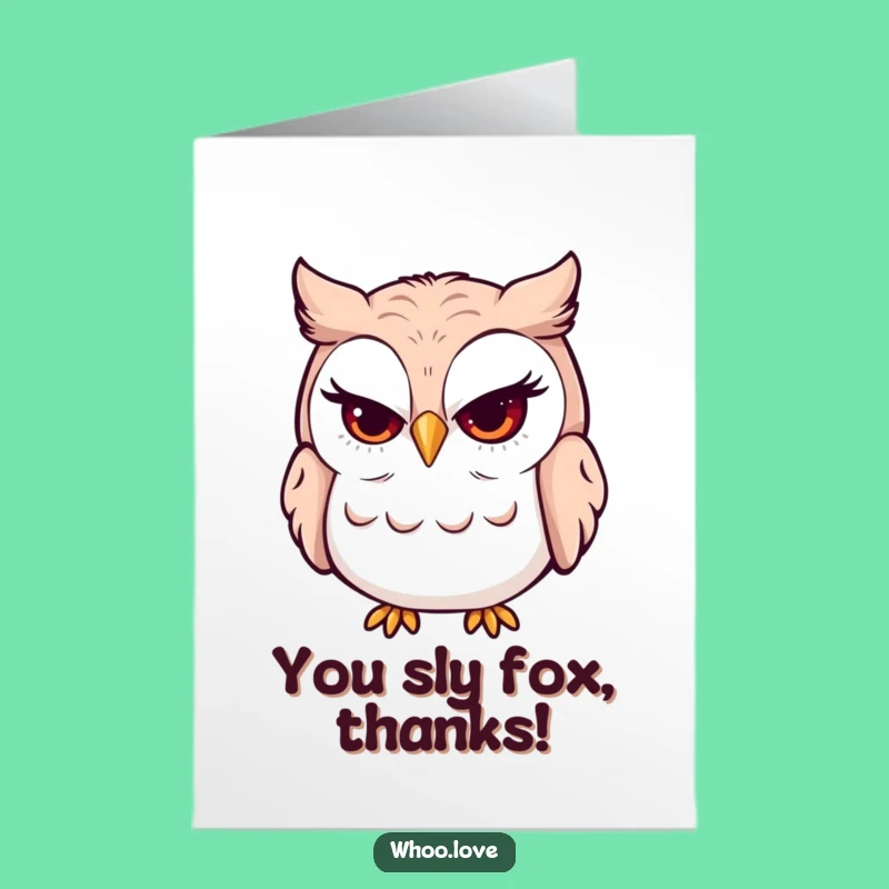 Free Printable Winking Owl Thank You Card - Cheeky Downloadable for Secret Thanks
