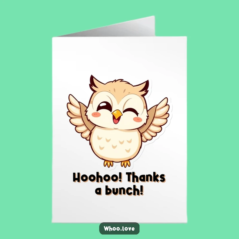 Free Printable Thank You Card: Giggling Kawaii Owl - Joyful Gratitude Download