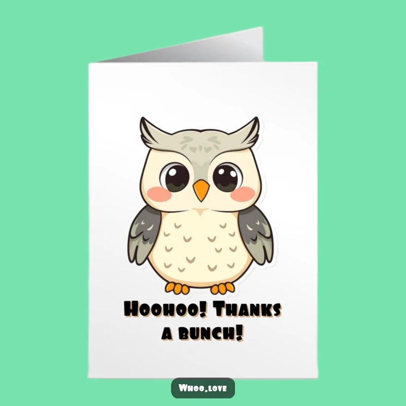 Free Printable Thank You Card: Smiling Hooting Owl Funny Downloadable Gift