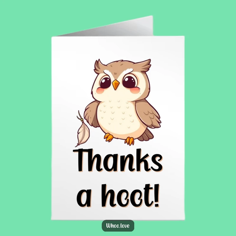 Free Printable Thank You Card: Funny Kawaii Owl Feather Catch, Express Gratitude Amazingly!