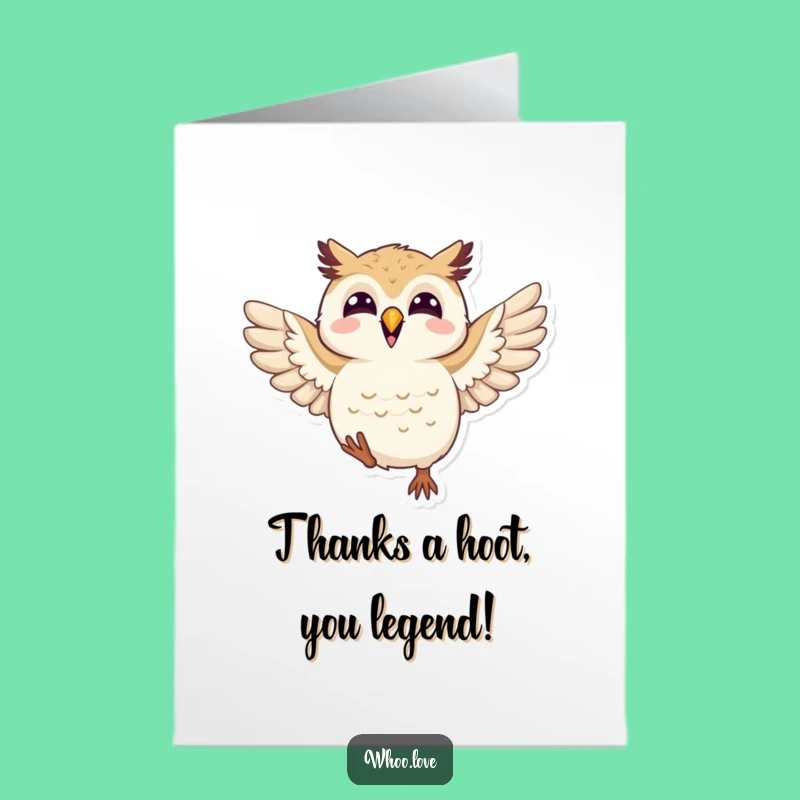 Free Printable Thank You Card: Joyful Owl Flapping, Grateful Celebration Downloadable Greeting