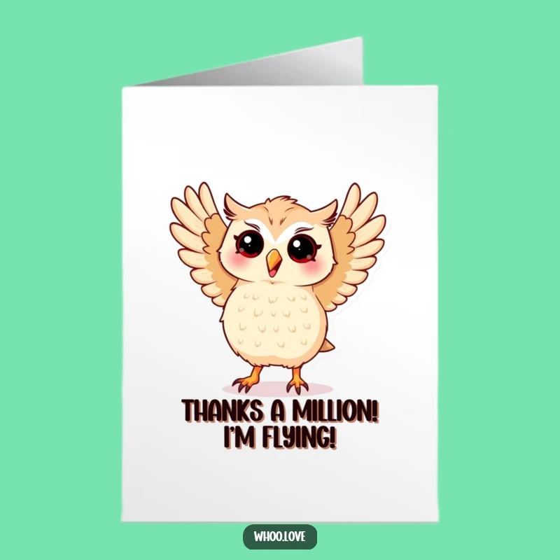 Free Printable Thank You Card: Dancing Kawaii Owl - Silly Gratitude Download