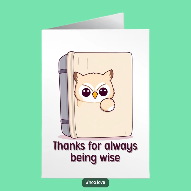 Free Printable Thank You Card: Kawaii Owl Peeking, Heartfelt Owl Downloadable Greeting