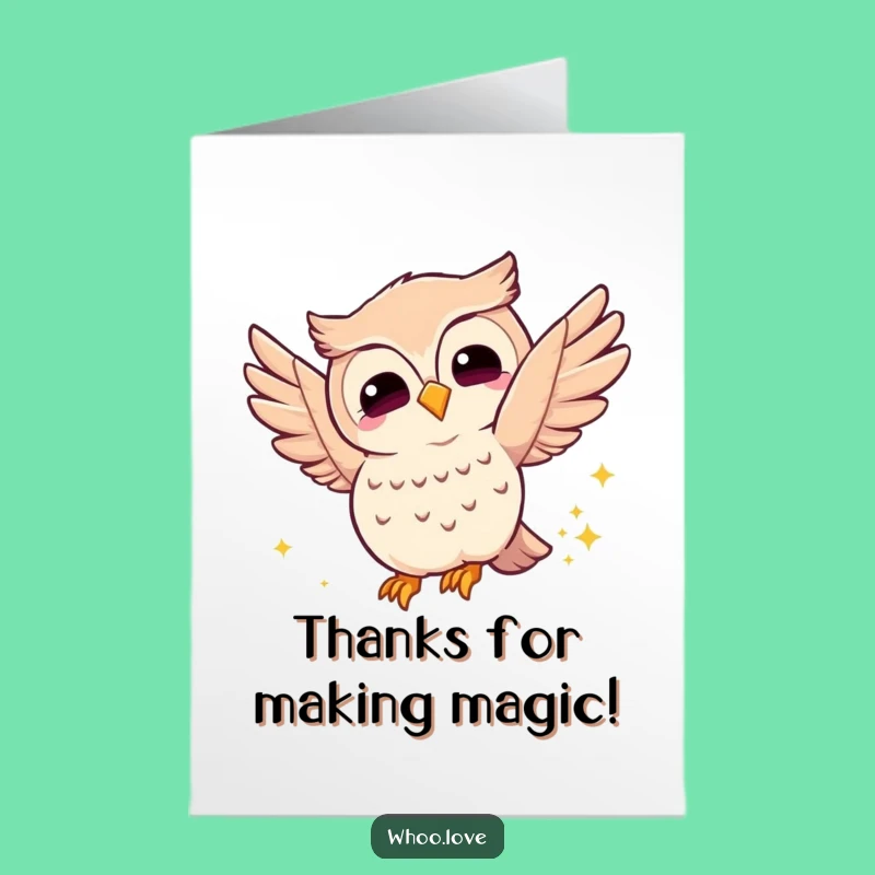 Free Printable Thank You Owl Card: Joyful Wings, Sparkly Trail, Print at Home