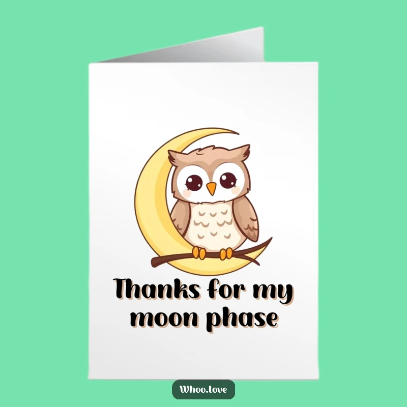 Free Printable Thank You Card: Moon Owl Perched, Grateful Wishes Downloadable Greeting