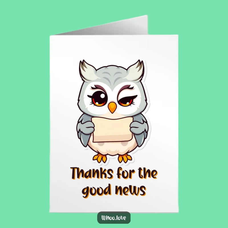 Free Printable Thank You Card: Winking Owl Scroll Funny Downloadable Gift