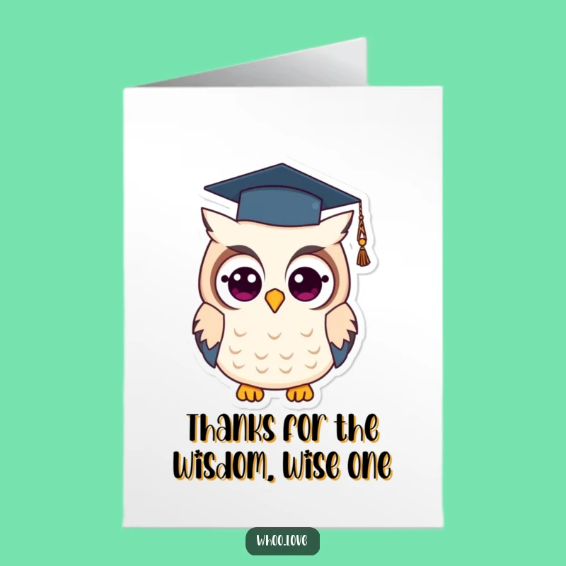 Free Printable Thank You Card: Grad Owl, Smart Gratitude Downloadable Greeting