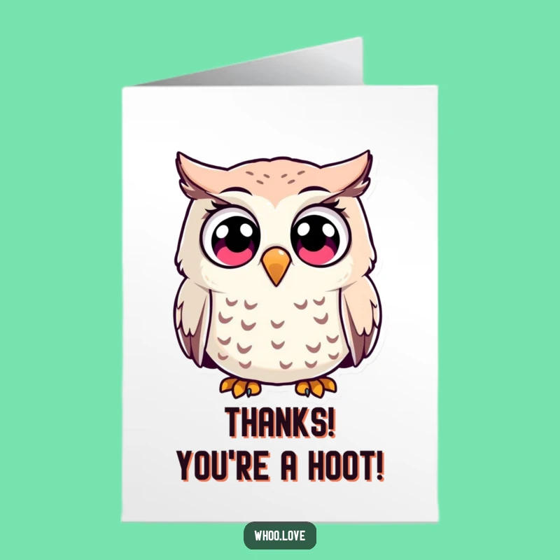 Free Printable Thank You Card: Surprised Owl Wide Eyes Funny Downloadable Gift
