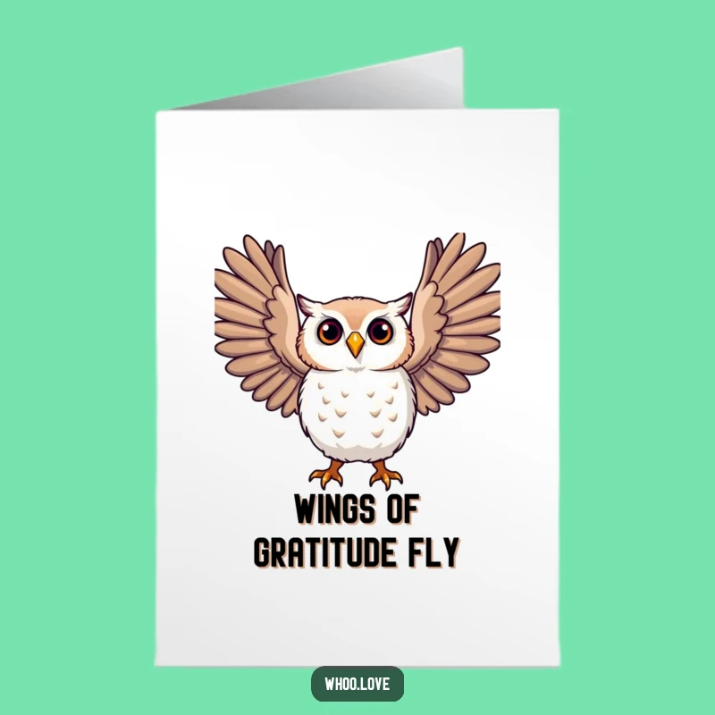 Free Printable Thank You Card: Expressive Owl Wings, Heartfelt Downloadable & Print at Home Gift