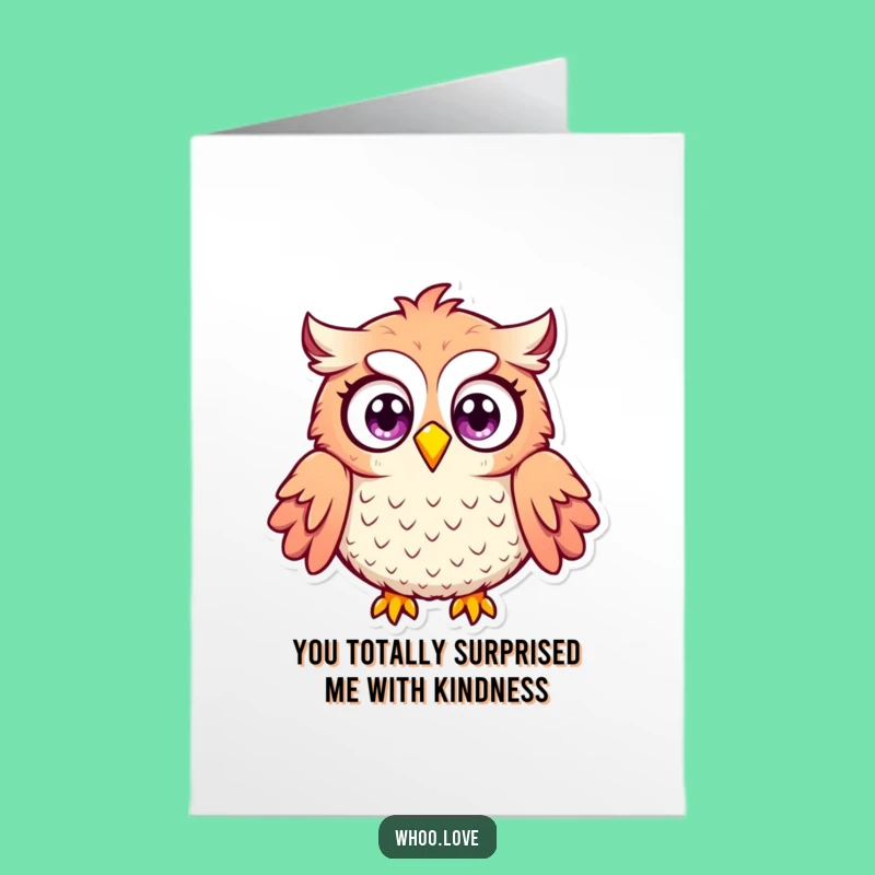 Free Printable Thank You Card: Surprised Owl, Shocked Expression Downloadable Appreciation