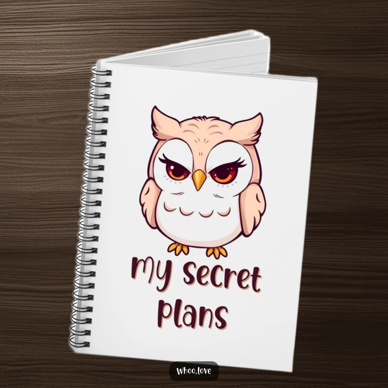 Funny mischievous grin owl notebook with a winking owl on the cover. Great for journaling and note-taking with a playful and humorous touch.