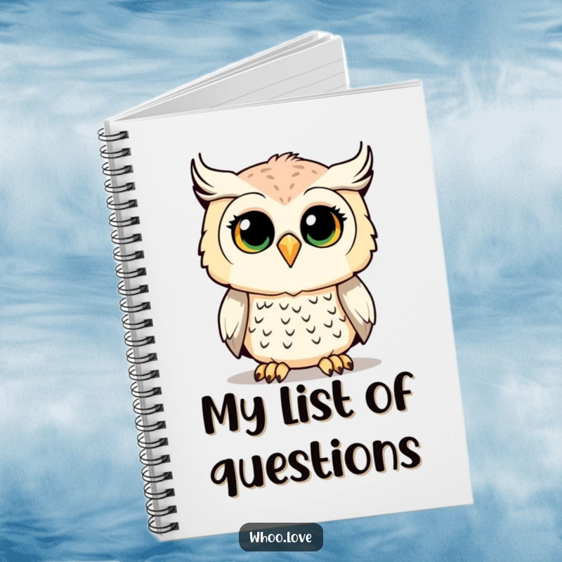 Funny Owl Notebook with a curious owl on the cover, perfect for journaling and note-taking.