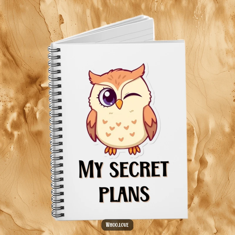 Funny Owl Secret Keeper Notebook: A mischievous owl character winking, perfect for writing down secrets, clever thoughts, or witty observations.