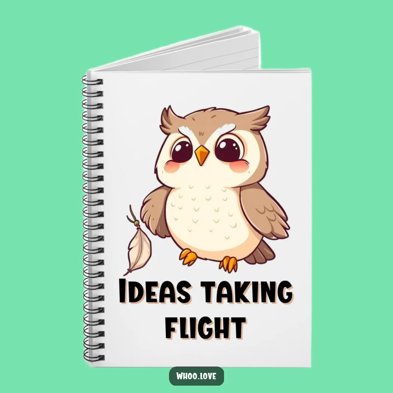 Kawaii Owl Feather Catch Notebook: Jot Down Funny Ideas!