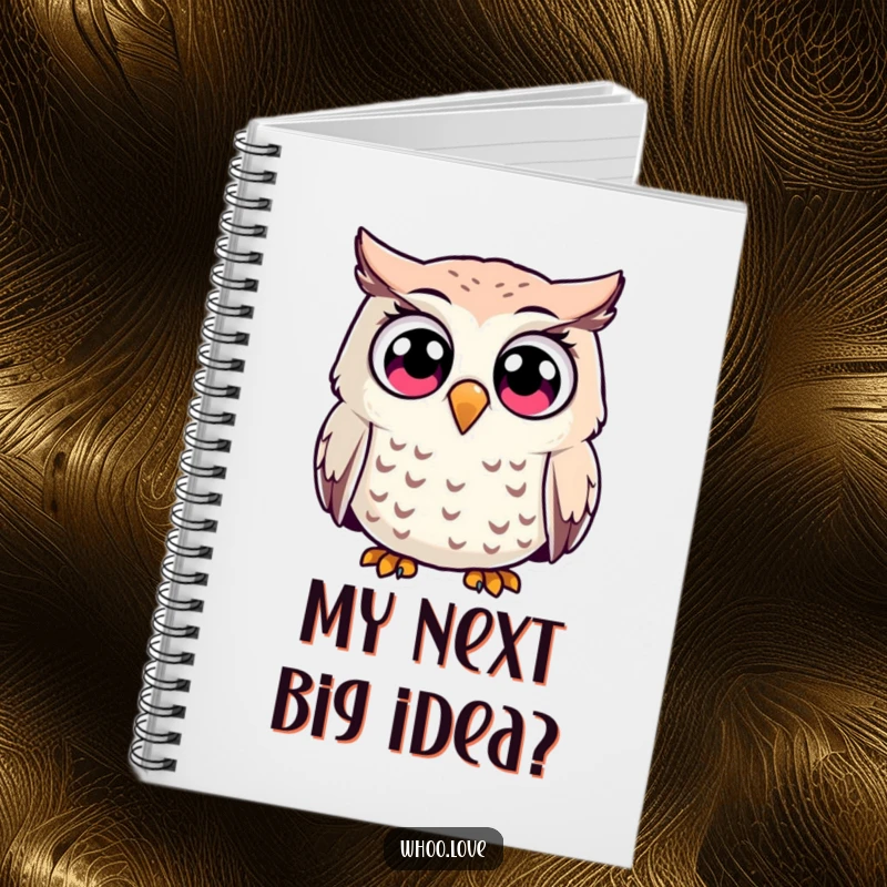 Funny surprised owl character notebook cover, featuring wide, startled eyes, inspiring humorous note-taking and recording of astonishment.