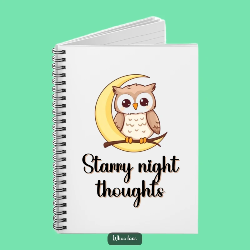Funny Moon Owl Notebook: Happy Perched Owl Celestial Journal, Perfect Gift