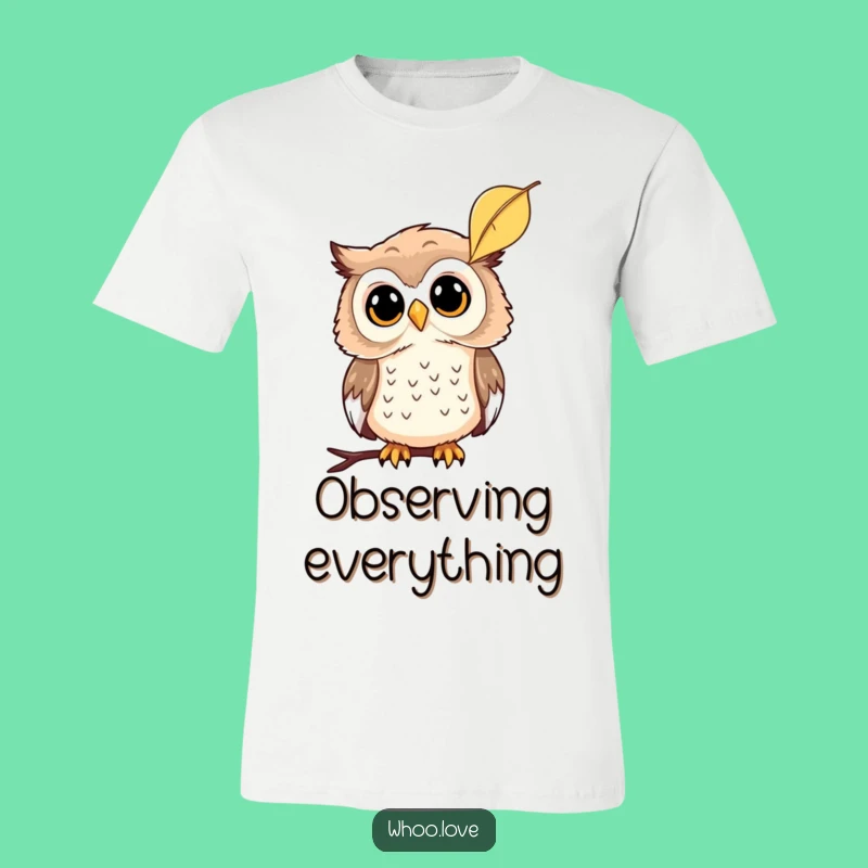 Funny Curious Owl Leaf T-Shirt: Embrace Your Inner Observer