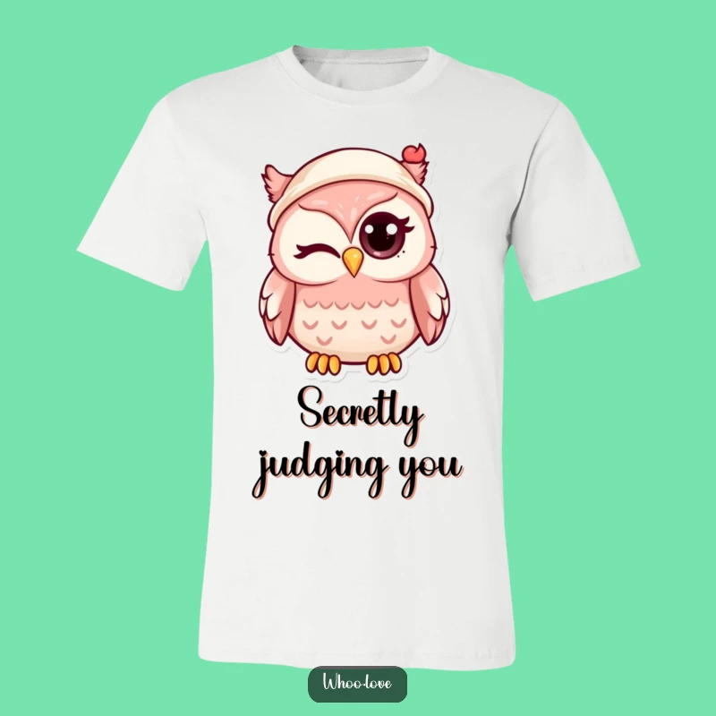 Funny Kawaii Owl Winking Tee: Wear Your Playful Side with Humor