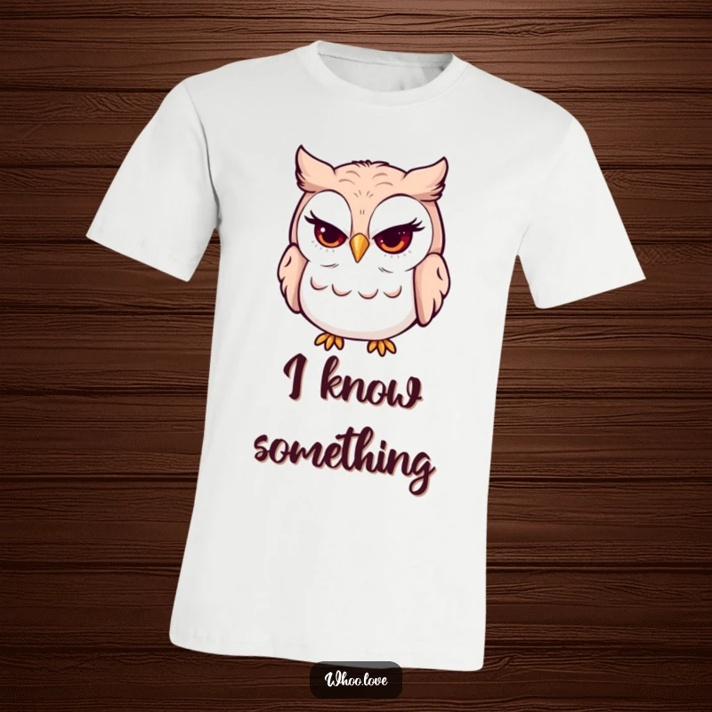 Funny mischievous grin owl t-shirt depicting an owl winking slyly with a playful grin. Great for those who enjoy playful and cheeky designs.