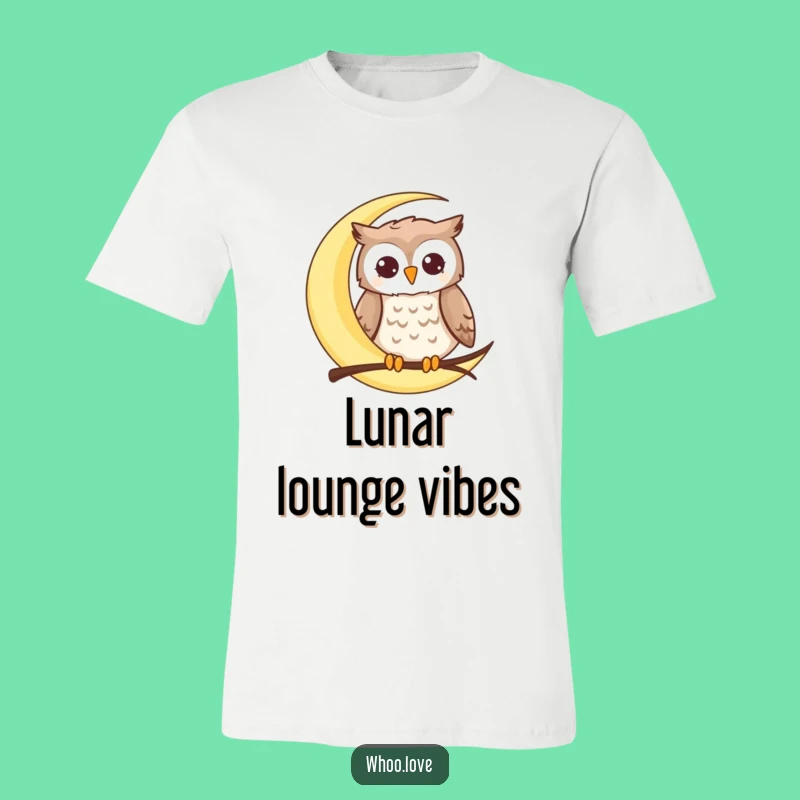 Funny Moon Owl T-Shirt: Happy Perched Owl Celestial Tee, Hilarious Gift