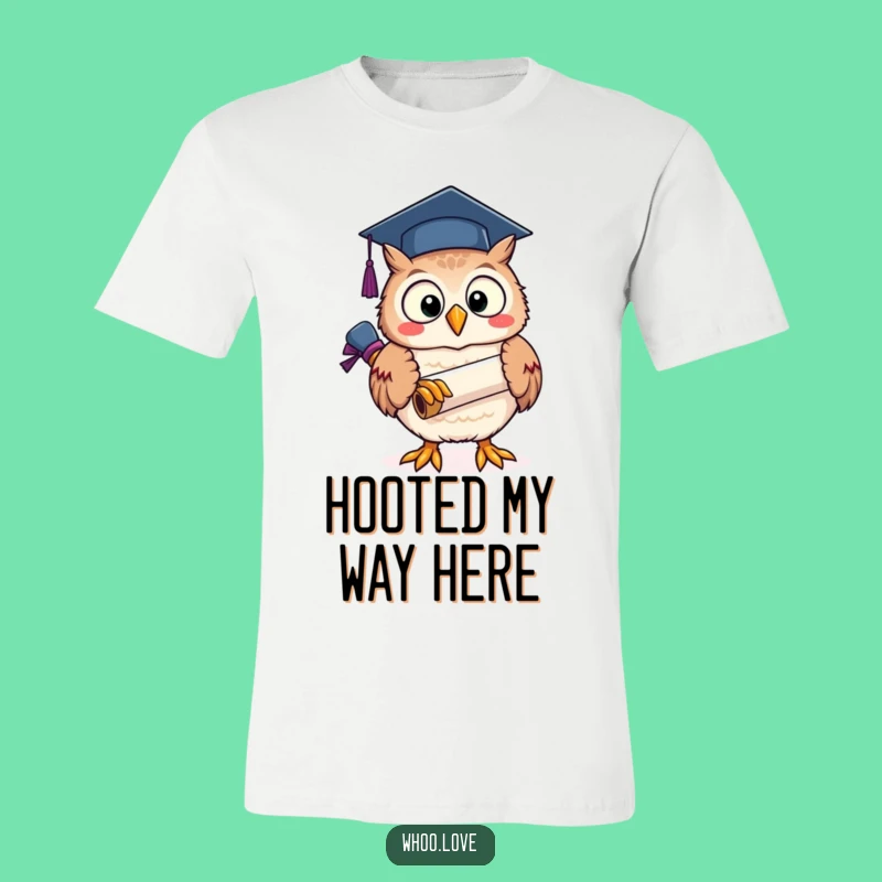 Funny Owl Graduate T-Shirt: Joyful Character with Scroll - Cool Funny Gift!